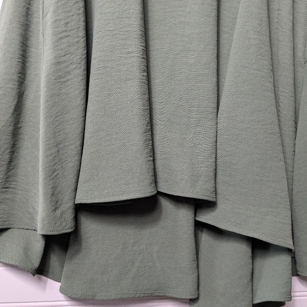 1. State Olive V-Neck Puff Short Sleeve Fit &Flare Dress L - Picture 6 of 12